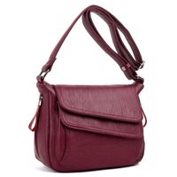 Women's Medium Pu Leather Solid Color Vintage Style Zipper Messenger Bag main image 1