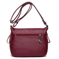 Women's Medium Pu Leather Solid Color Vintage Style Zipper Messenger Bag main image 4