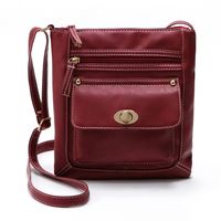 Women's Small Pu Leather Solid Color Vintage Style Zipper Messenger Bag main image 5