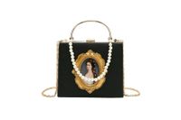 Women's Small Pu Leather Portrait Vintage Style Lock Clasp Handbag sku image 3