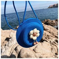 Women's Medium Cotton And Linen Solid Color Vacation Flowers Flip Cover Shoulder Bag main image 3