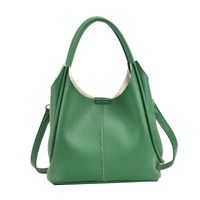 Women's Large Pu Leather Solid Color Streetwear Bucket Open Tote Bag sku image 1