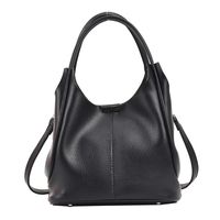 Women's Large Pu Leather Solid Color Streetwear Bucket Open Tote Bag sku image 3