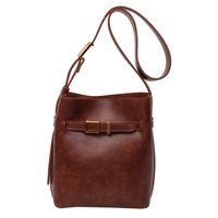 Women's Medium Pu Leather Solid Color Vintage Style Zipper Shoulder Bag sku image 3