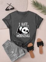 Femmes T-Shirt Manche Courte T-shirts Rond Décontractée Lettre Panda main image 1