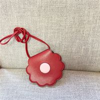 Girl'S Mini Pu Leather Flower Cute Round Magnetic Buckle Shoulder Bag sku image 2