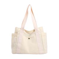 Women's Medium Canvas Solid Color Basic Classic Style Square Zipper Tote Bag main image 5
