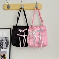 Women's Medium Cloth Solid Color Bow Knot Streetwear Square Buckle Tote Bag main image video
