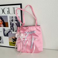 Women's Medium Cloth Solid Color Bow Knot Streetwear Square Buckle Tote Bag main image 3