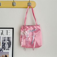 Women's Medium Cloth Solid Color Bow Knot Streetwear Square Buckle Tote Bag sku image 3