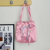 Women's Medium Cloth Solid Color Bow Knot Streetwear Square Buckle Tote Bag sku image 1