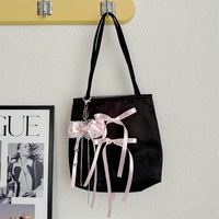 Women's Medium Cloth Solid Color Bow Knot Streetwear Square Buckle Tote Bag sku image 4