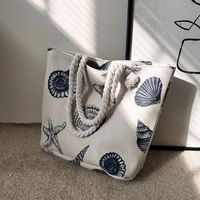 Women's Large Canvas Animal Vacation Ethnic Style Zipper Tote Bag sku image 8