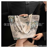 Women's Large Canvas Animal Vacation Ethnic Style Zipper Tote Bag sku image 4
