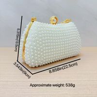 White Beige Black Polyester Solid Color Pearls Evening Bags main image 6