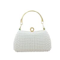 White Beige Black Polyester Solid Color Pearls Evening Bags main image 9