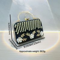 Silver Black Gold Polyester Solid Color Flower Square Evening Bags main image 2