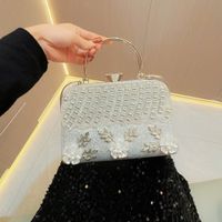 Silver Black Gold Polyester Solid Color Flower Square Evening Bags main image 5