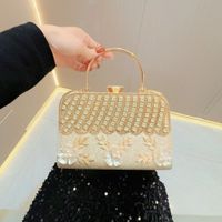 Silver Black Gold Polyester Solid Color Flower Square Evening Bags main image 4