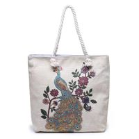 Women's Large Canvas Animal Cartoon Vacation Ethnic Style Zipper Tote Bag main image video