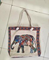Women's Large Canvas Animal Cartoon Vacation Ethnic Style Zipper Tote Bag sku image 6