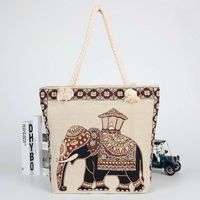 Women's Large Canvas Animal Cartoon Vacation Ethnic Style Zipper Tote Bag sku image 11