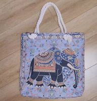 Women's Large Canvas Animal Cartoon Vacation Ethnic Style Zipper Tote Bag sku image 21