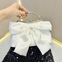 White Black Silver Polyester Solid Color Bowknot Pillow Shape Evening Bags main image 9