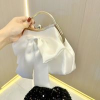 White Black Silver Polyester Solid Color Bowknot Pillow Shape Evening Bags main image 8