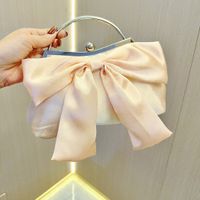 White Black Silver Polyester Solid Color Bowknot Pillow Shape Evening Bags sku image 4