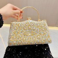 Gold Silver Black Pu Leather Solid Color Square Evening Bags main image 6