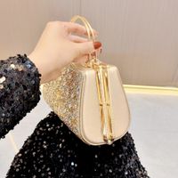 Gold Silver Black Pu Leather Solid Color Square Evening Bags main image 5