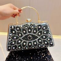 Gold Silver Black Pu Leather Solid Color Square Evening Bags sku image 3