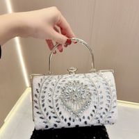 Black Silver White Pu Leather Solid Color Square Evening Bags sku image 3
