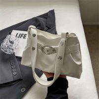 Women's Medium Pu Leather Solid Color Streetwear Square Zipper Underarm Bag sku image 2