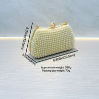 Gold Black White Polyester Solid Color Pearls Evening Bags main image 4
