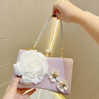Pink Silver Gold Polyester Flower Evening Bags sku image 1
