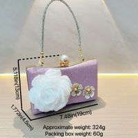 Pink Silver Gold Polyester Flower Evening Bags main image 7