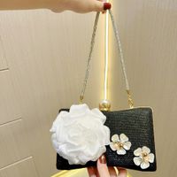 Pink Silver Gold Polyester Flower Evening Bags sku image 4