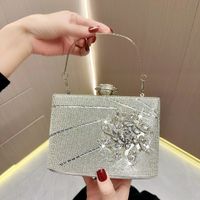 Silver Polyester Solid Color Square Evening Bags main image 6