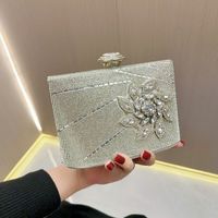 Silver Polyester Solid Color Square Evening Bags main image 4