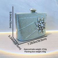 Silver Polyester Solid Color Square Evening Bags main image 2
