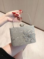 Silver Gold Black Polyester Solid Color Square Evening Bags sku image 1