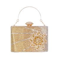 Silver Gold Black Polyester Solid Color Square Evening Bags sku image 2