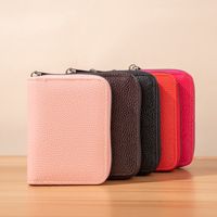 Women's Solid Color PVC Zipper Card Holders main image video