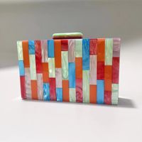 Rose Red Blue Arylic Color Block Evening Bags sku image 1