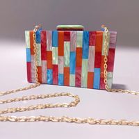 Rose Red Blue Arylic Color Block Evening Bags main image 2