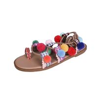 Women's Ethnic Style Bohemian Colorful Cross Straps Round Toe Strappy Sandals sku image 9