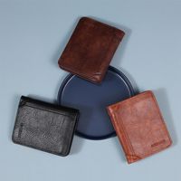 Men's Solid Color Pu Leather Folding Small Wallets main image video