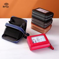 Unisex Solid Color Pu Leather Zipper Card Holders main image video